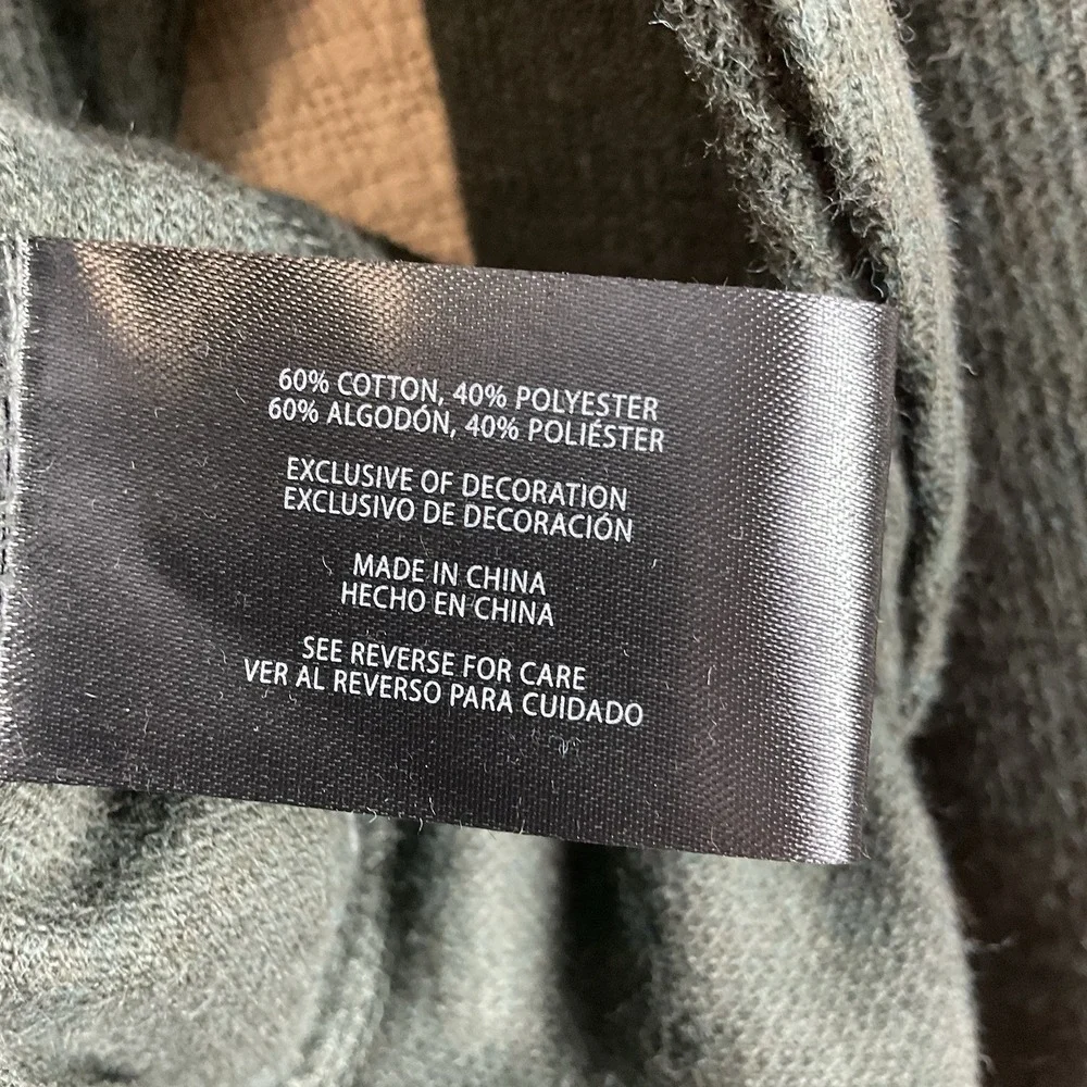 BANANA‎ REPUBLIC Men's Sweater Sz L Forest Green Cotton Blend 1/4 Zip Turtleneck